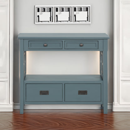 36-Inch Blue Farmhouse Console Table with Drawers