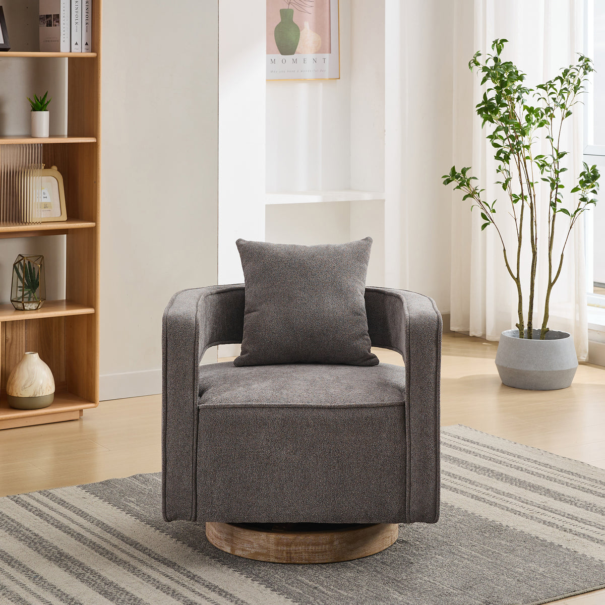 Swivel Accent Chair Charcoal Linen