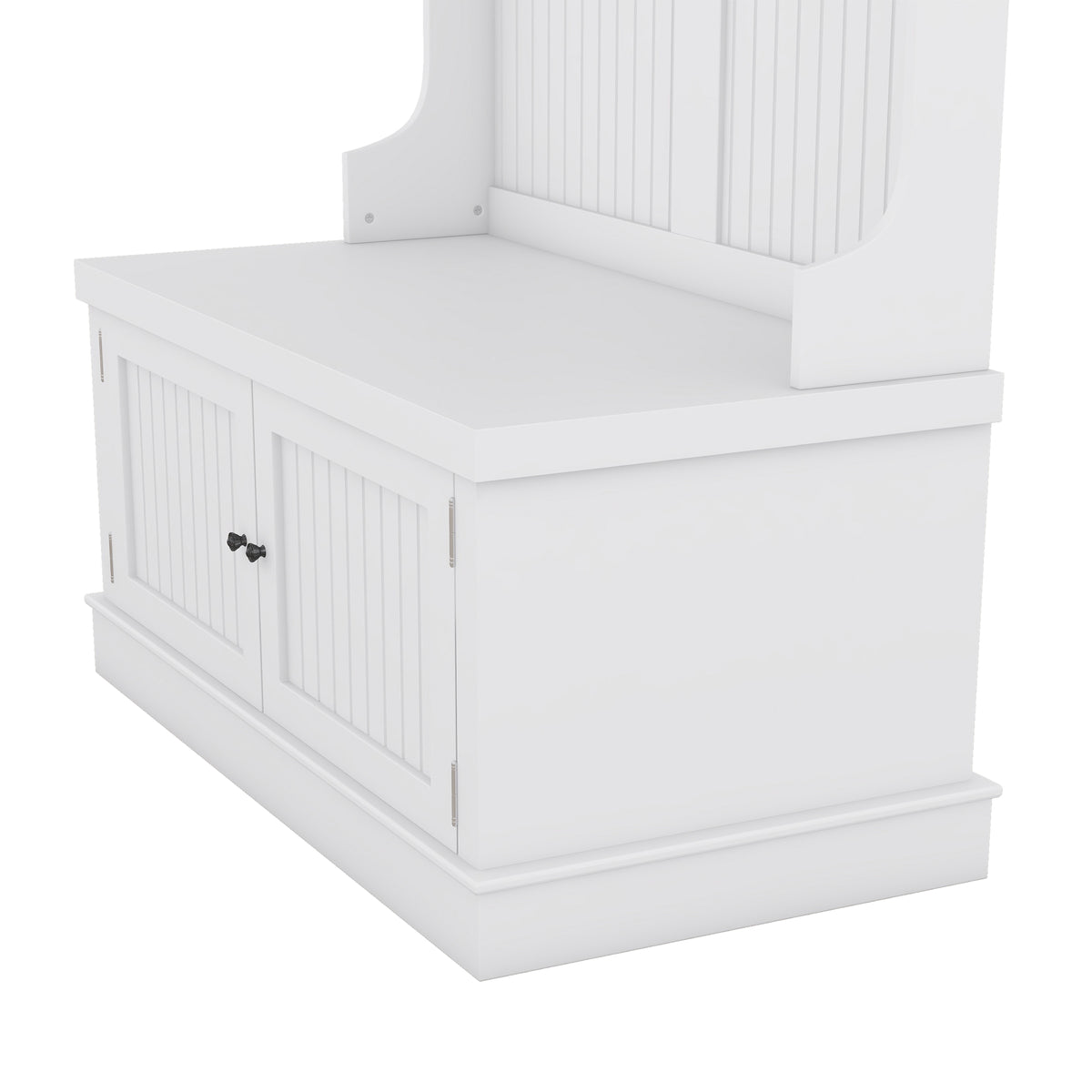 White Hall Tree Bench with Coat Hooks