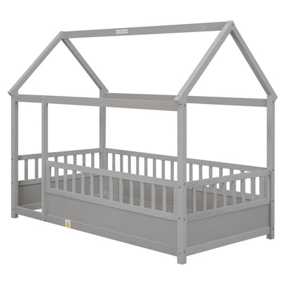 Twin Floor Bed Grey