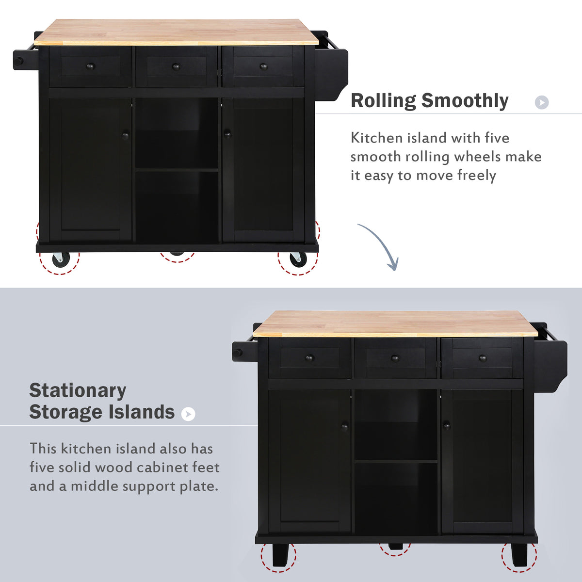 Kitchen Island Cart Black