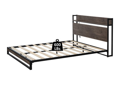Platform Queen Bed with Storage and Support Frame