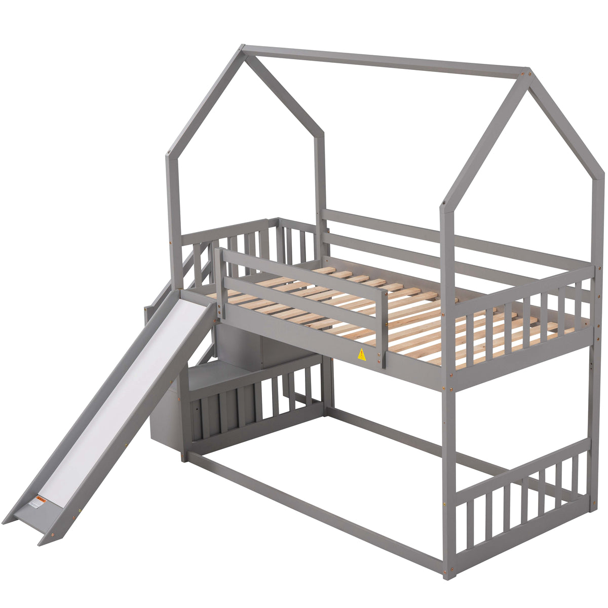 Twin Over Twin Bunk Bed with Storage Gray