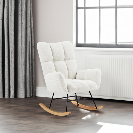 Teddy Fabric Rocking Chair Off White