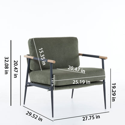 Green Soft Fabric Reading Chair with Metal Frame