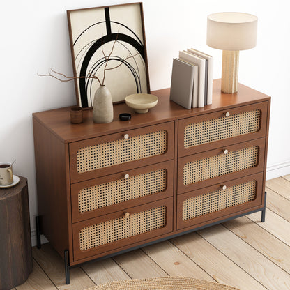 Modern Rattan Wood Closet – Walnut