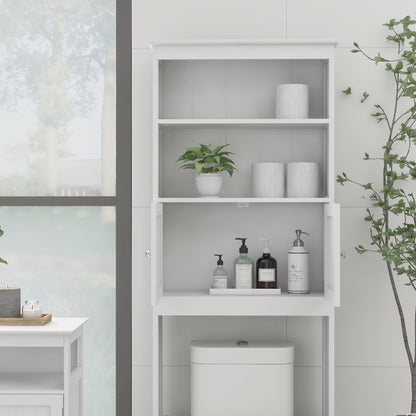 2-Tier Over-Toilet Storage Cabinet – Wood Finish Bathroom Spacesaver with 2 Doors