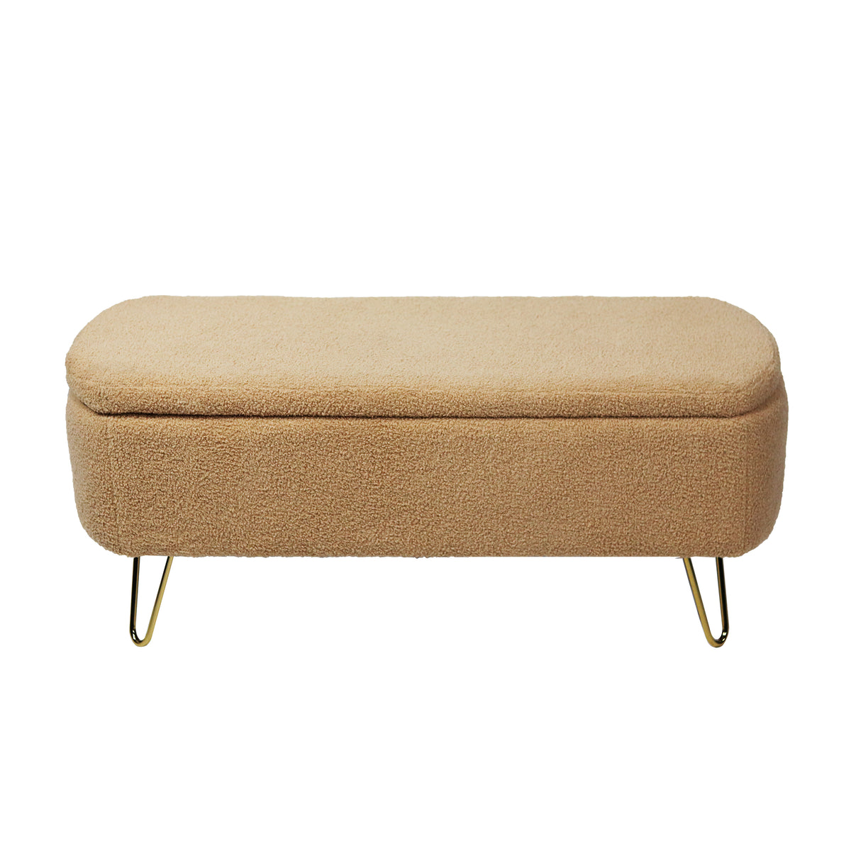 Camel Ottoman Bench with Gold Legs
