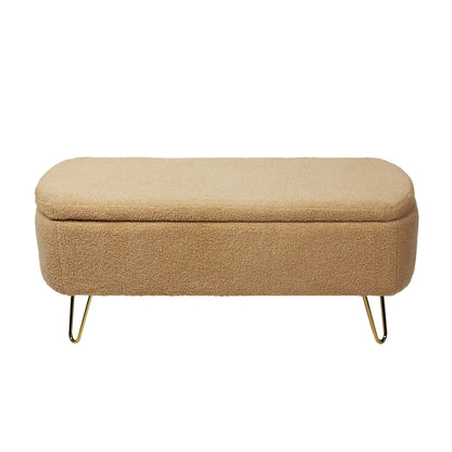 Camel Ottoman Bench with Gold Legs