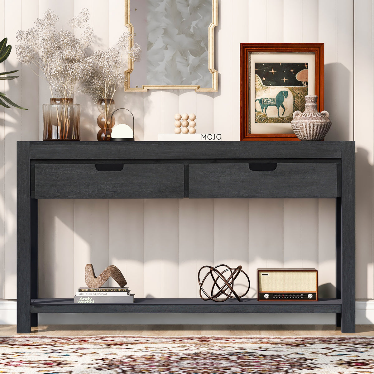 U-Style Hallway Console Table – 2 Drawers