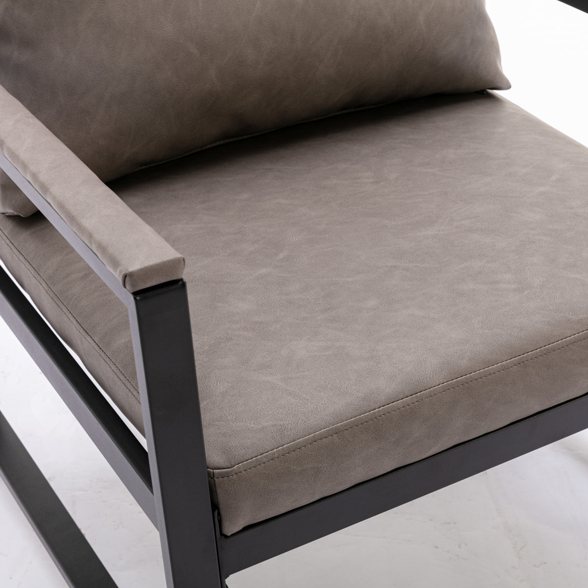 Faux Leather Accent Chair – Charcoal Gray