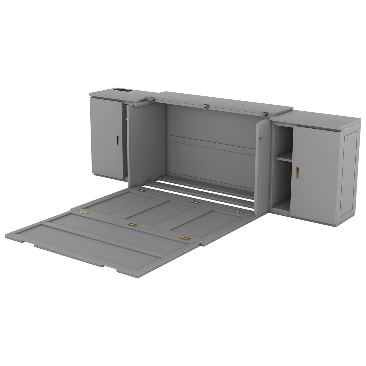 Full Murphy Bed with Shelves Gray