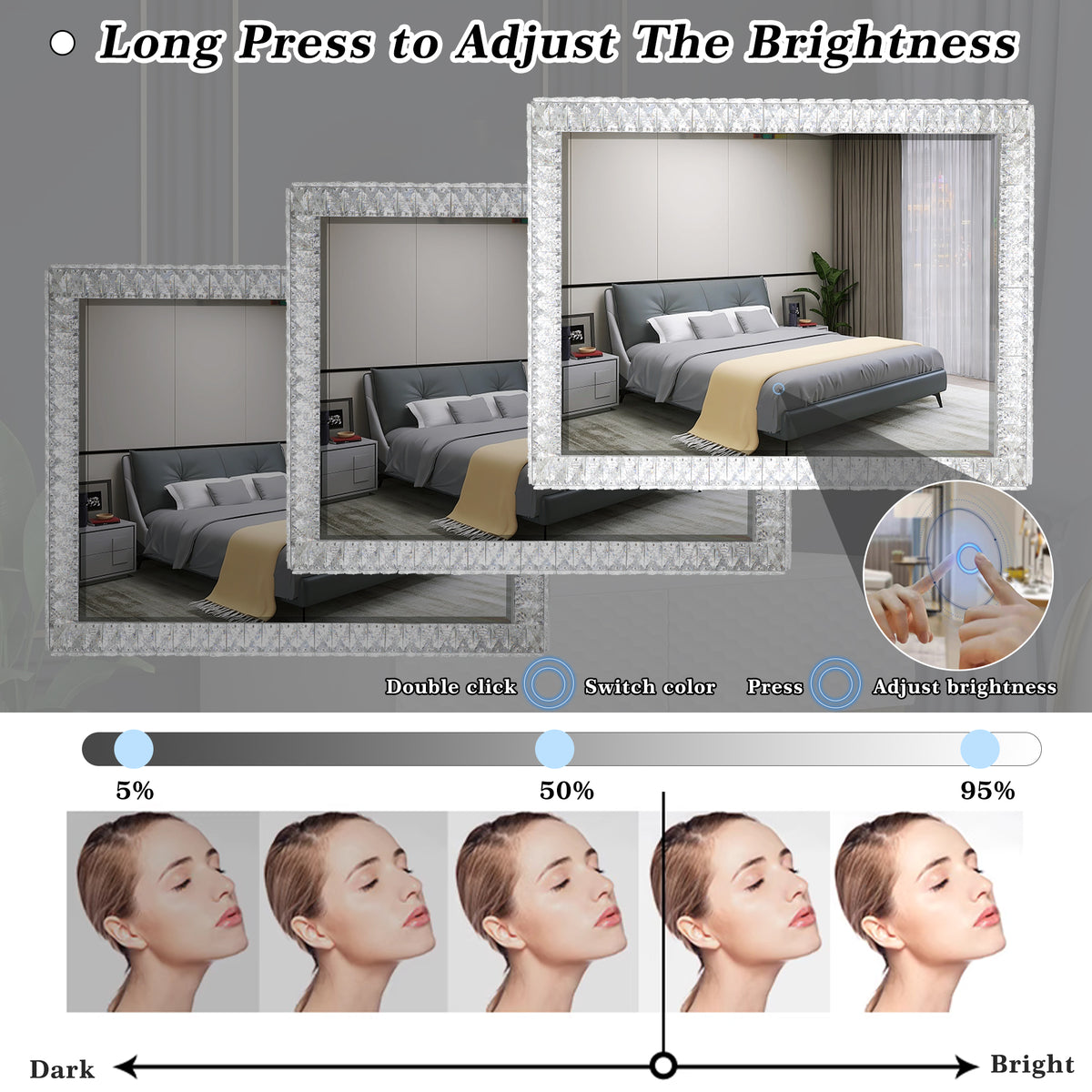 LED Crystal Mirror Vanity Light
