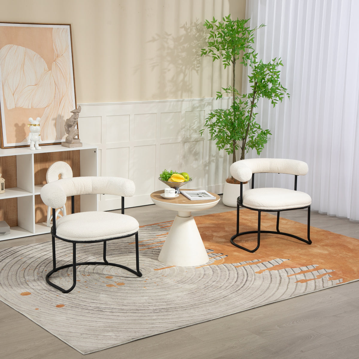 Boucle Dining Chairs Set of 2 Beige