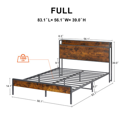 Upholstered Bed Frame with USB Charging Station