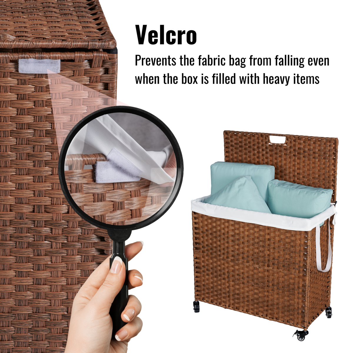 Brown Laundry Hamper with Lid and Wheels