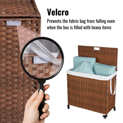 Brown Laundry Hamper with Lid and Wheels