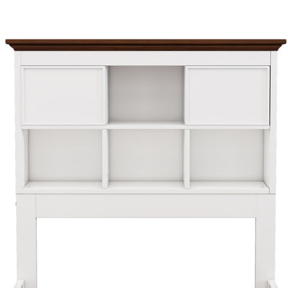 Pine Captain Bookcase Bed White Walnut
