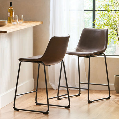 Vintage Brown Counter Stool Set (2 pcs)