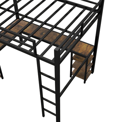 Metal Loft Bed Black