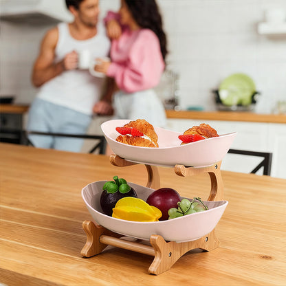 Two-Tier Fruit Stand – Wood & Plastic Composite Serving Tray