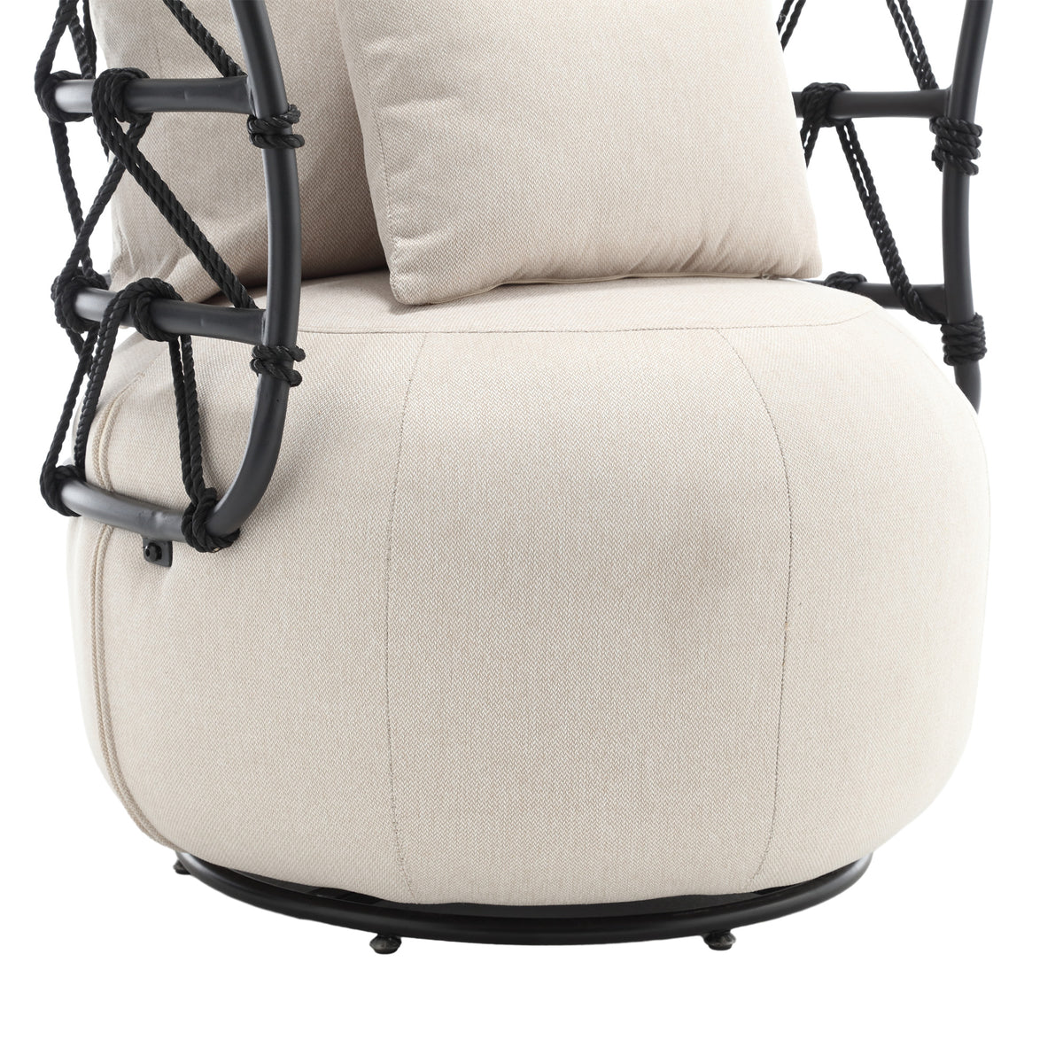 Tufted Linen Accent Chair – Metal Stand