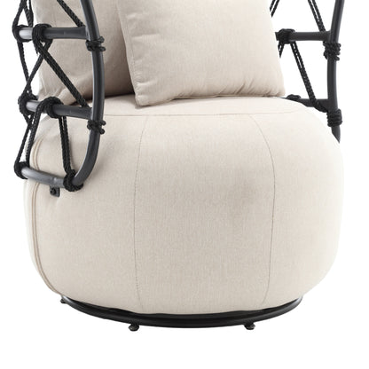 Tufted Linen Accent Chair – Metal Stand