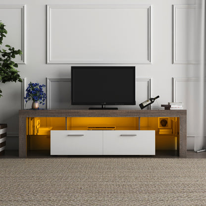 Modern TV Console with Glass Shelf – Quick Assembly