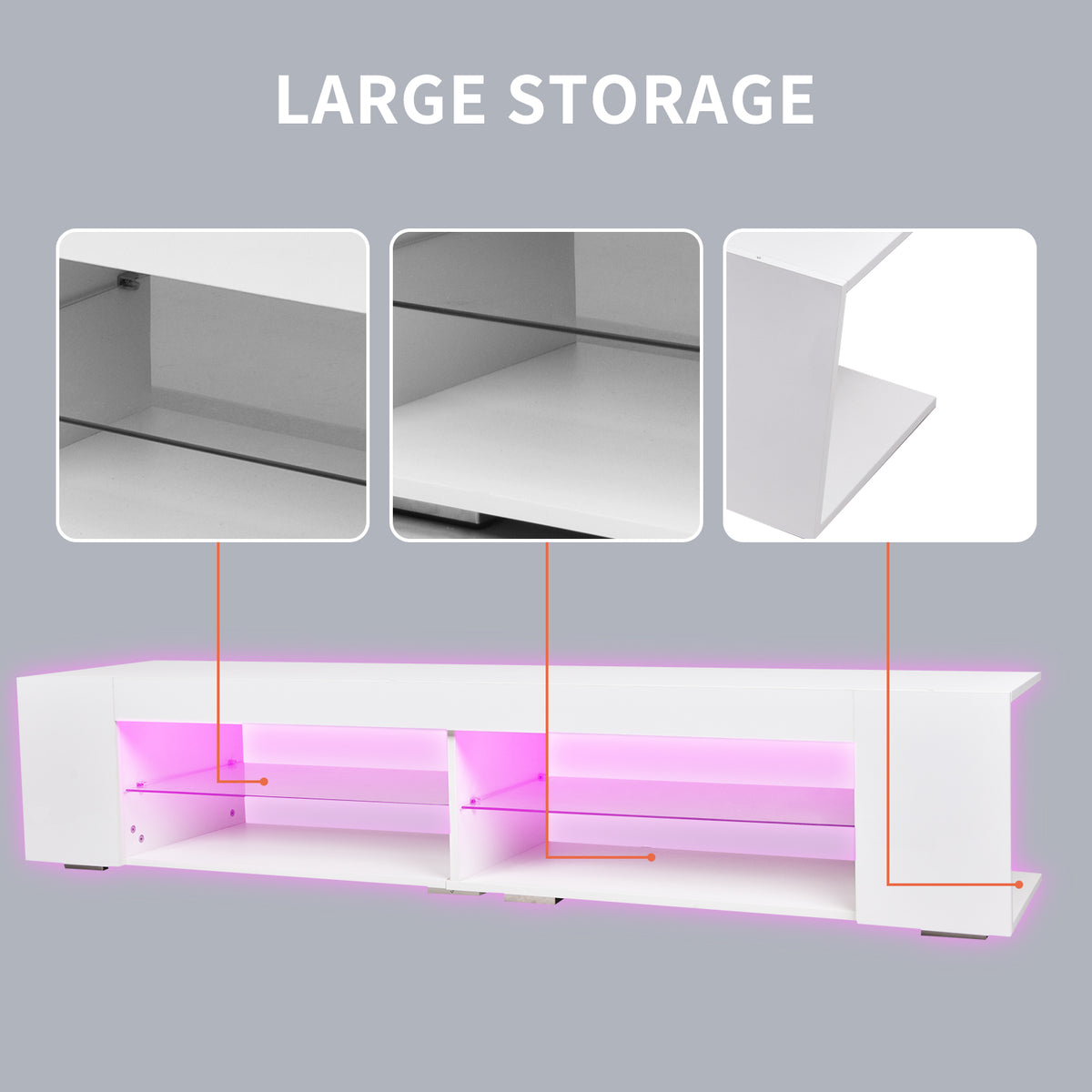 LED TV Stand High Gloss White