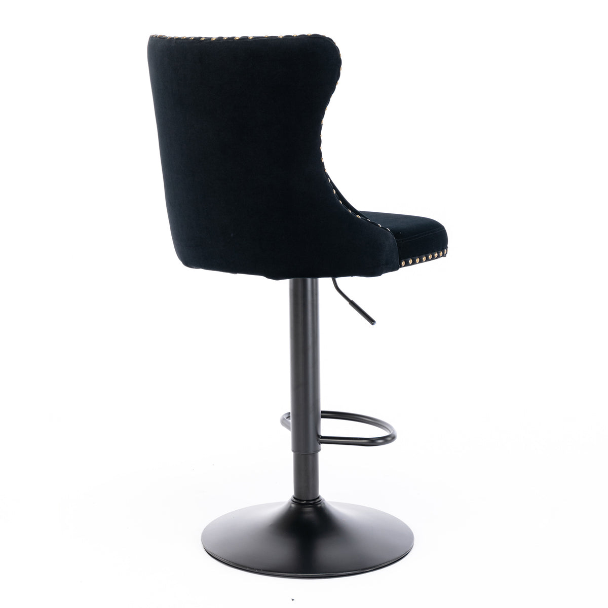 Swivel Velvet Bar Stool Set (2 pcs) – Black