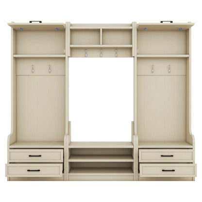 Hall Tree Cabinet Beige