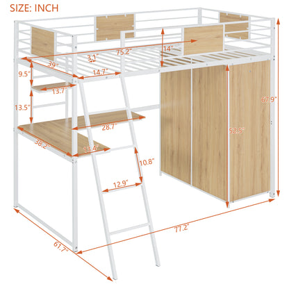 Twin Loft Bed with Desk Gray