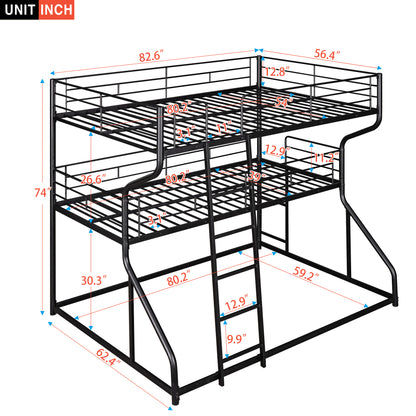 Black Triple Bunk Bed – 3-Tier Space-Saving Metal Frame for Kids & Teens