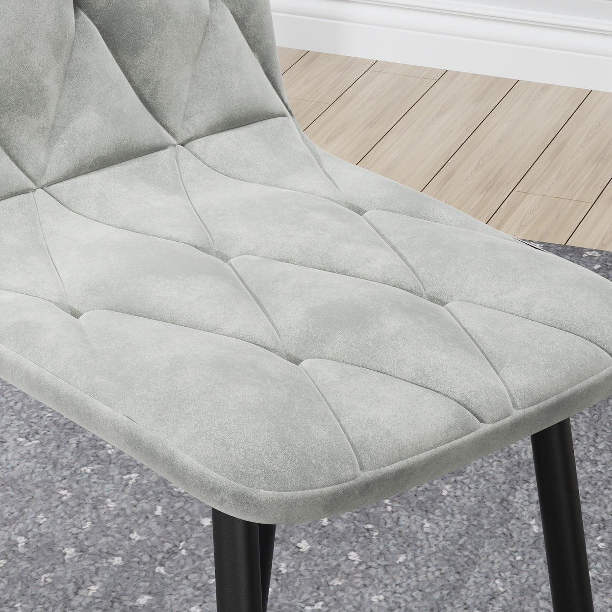 Upholstered Dining Chair Set (4 pcs) – Chrome Legs