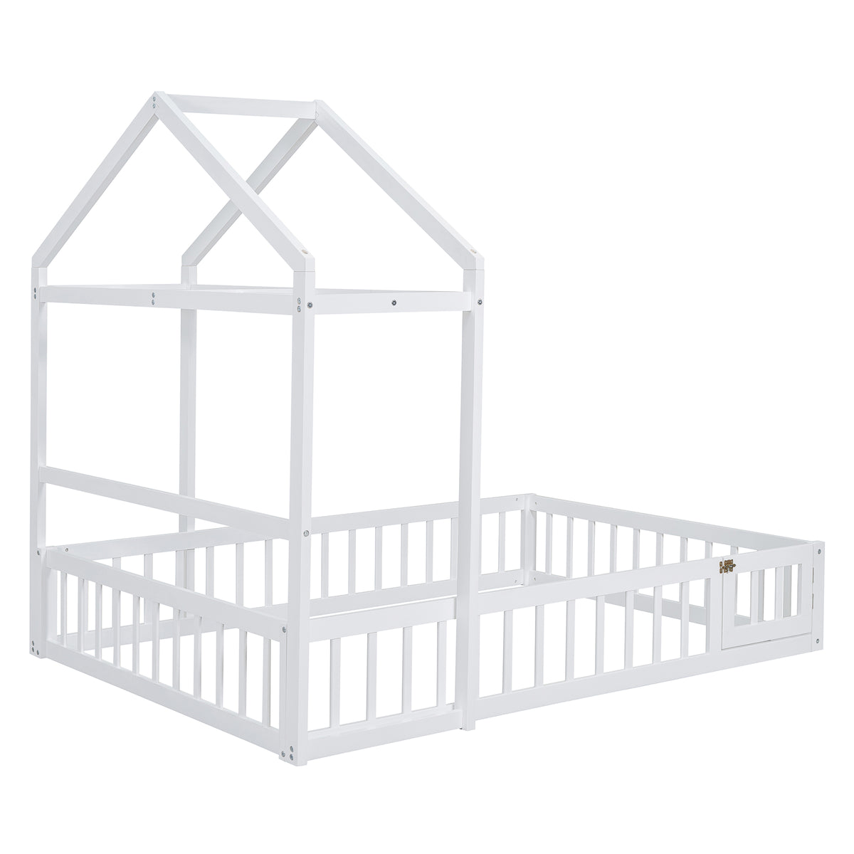 Full Platform Bed with Storage Rack White