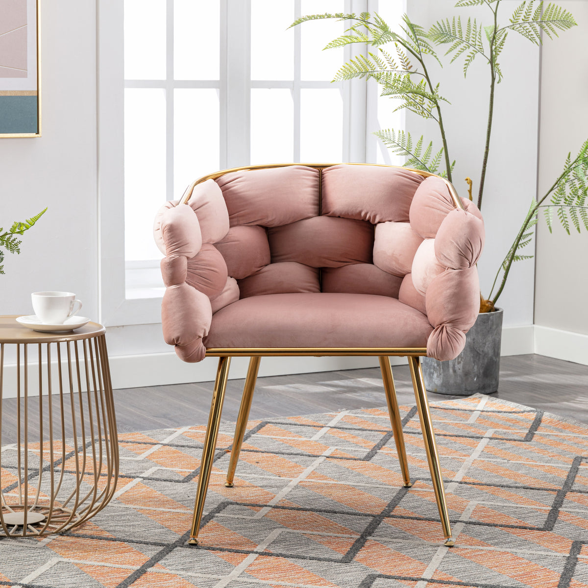 Velvet Leisure Accent Chair Set (2 pcs) – Pink