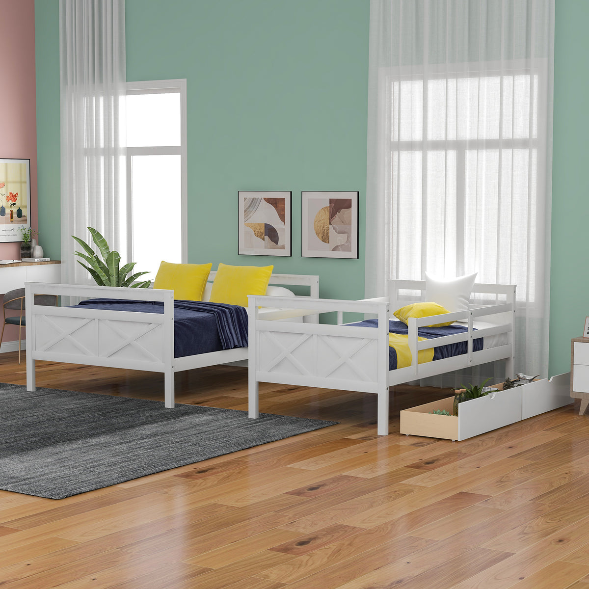 Full Bunk Bed White