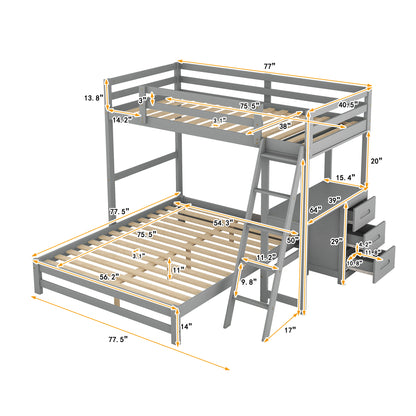 Full Bunk Bed Gray