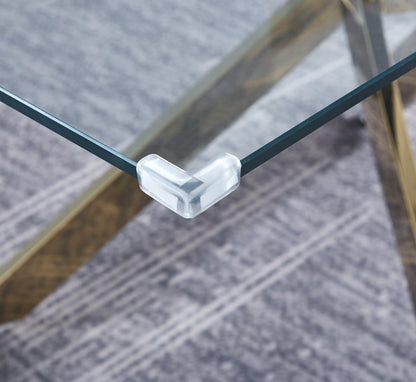 Modern Glass Dining Table – Gold Frame