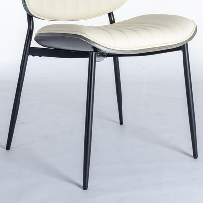 Retro Linen Dining Chairs Set of 2 Beige