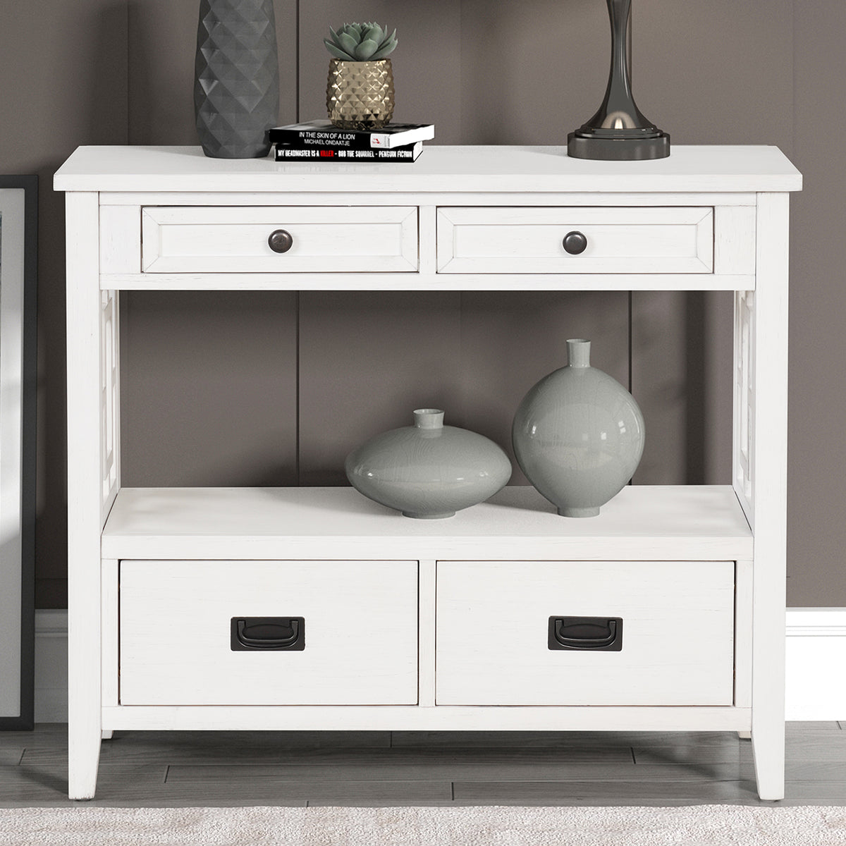 Farmhouse Console Table Antique White