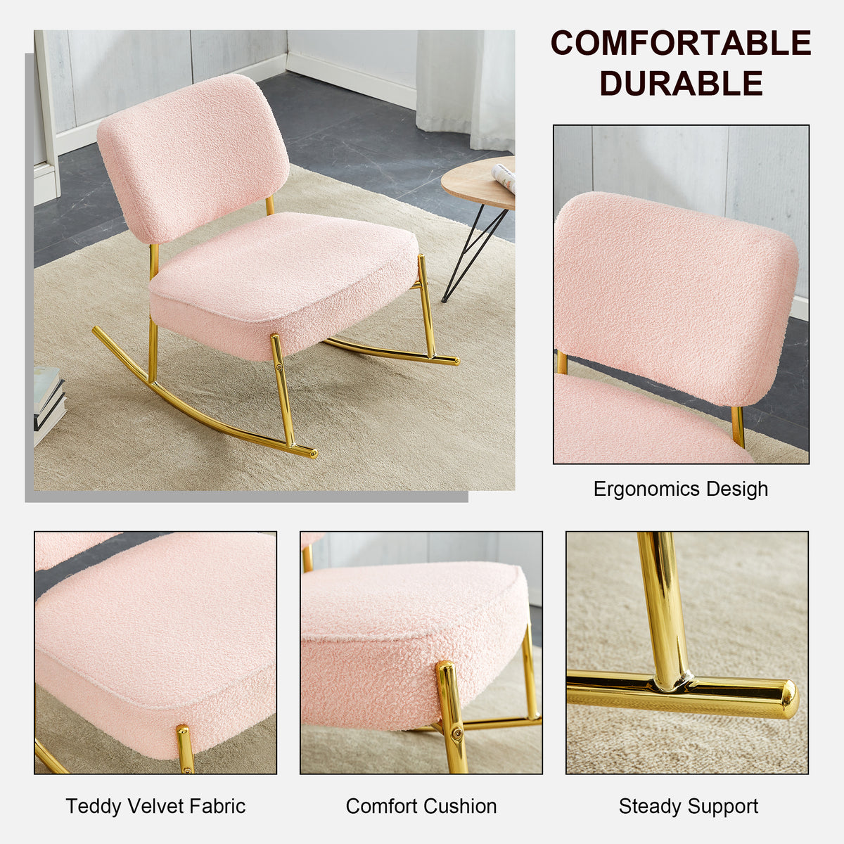 Velvet Rocking Lounge Chair – Cream