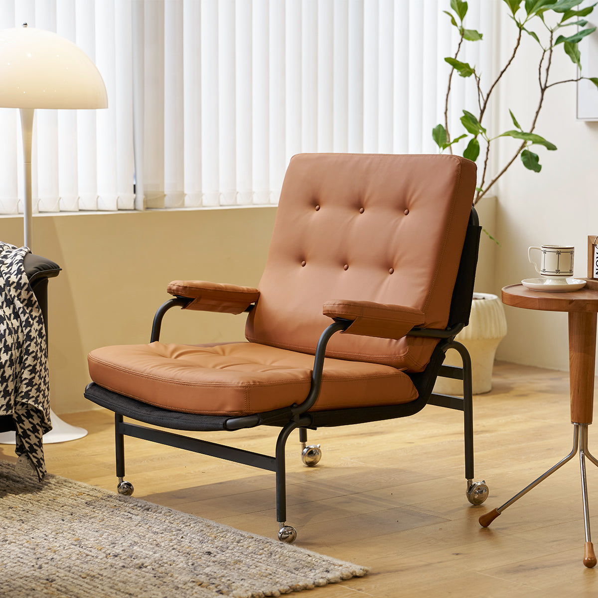 Modern Brown Leather Living Room Armchair