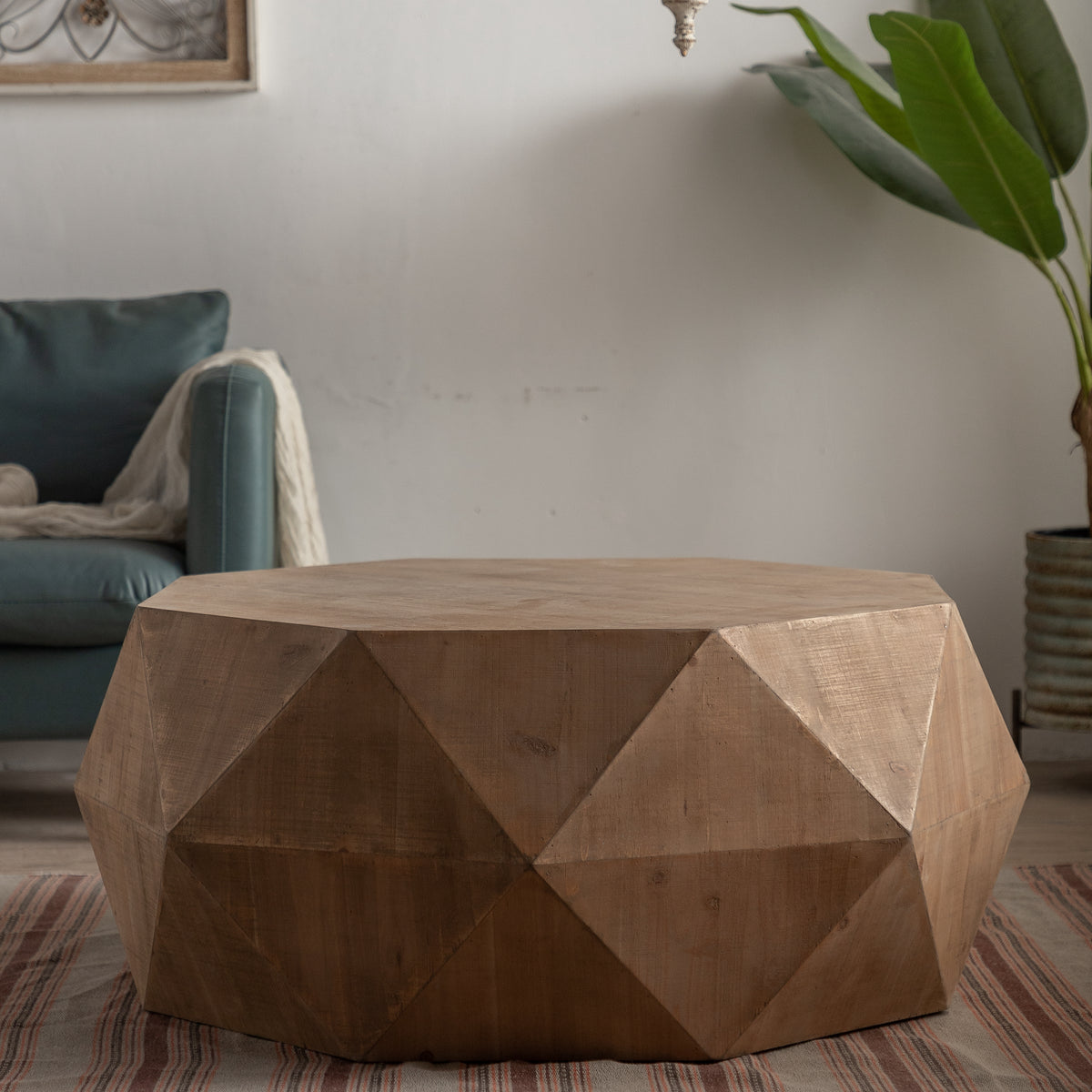 Embossed Pattern Coffee Table – Natural MDF
