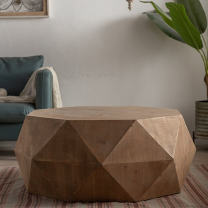 Embossed Pattern Coffee Table – Natural MDF
