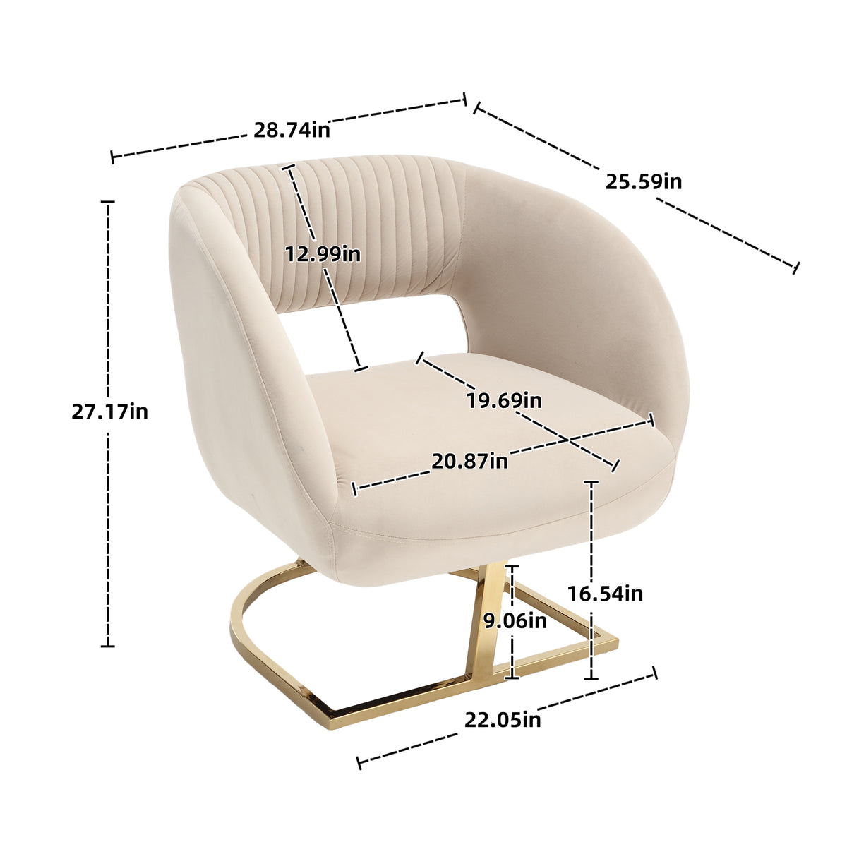 Tufted Accent Chair with Metal Frame Beige