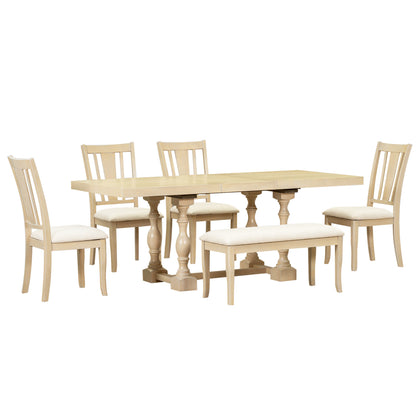 Traditional Extendable Dining Set (6 pcs) – Natural