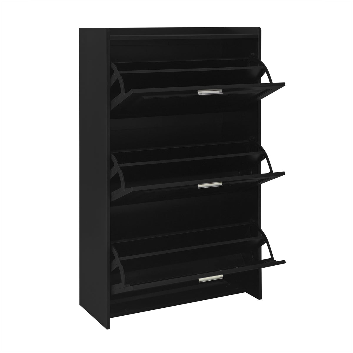 U-Can Black Shoe Storage Cabinet with 3 Flip Drawers
