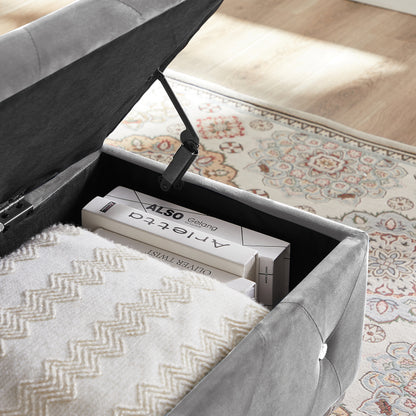 Flip-Top Storage Bench with Velvet Seat Gray