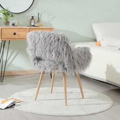 Grey Velvet Dining Chair with Metal Legs